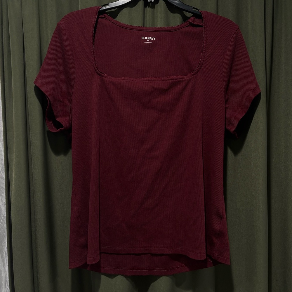 Old Navy Short Sleeve Square Neck Top - Wine